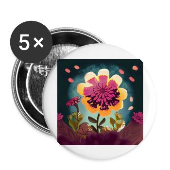 Colorful Freedom: Hippie Flower - Buttons small 1''/25 mm (5-pack) - white - Front