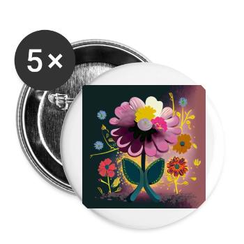 Colorful Blossom Spring Abstraction - Buttons small 1''/25 mm (5-pack) - white - Front
