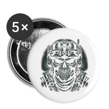 Soldier's Skull - Buttons small 1''/25 mm (5-pack) - white - Front