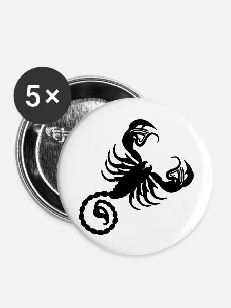Sternzeichen Skorpion - Buttons klein 25 mm (5er Pack) - Weiß