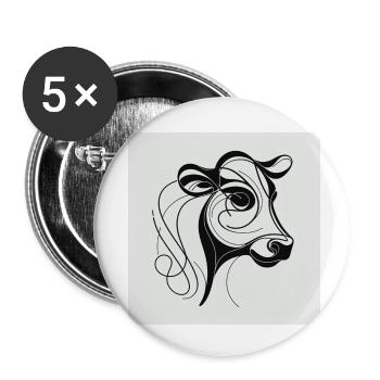 Kuh gezeichnet - Buttons klein 25 mm (5er Pack) - Weiß - Vorne