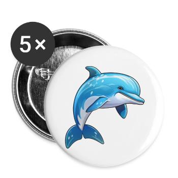 Saut de dauphin - Lot de 5 petits badges (25 mm) - blanc - Devant