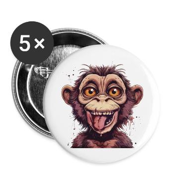 Crazy Monkey - Buttons small 1''/25 mm (5-pack) - white - Front