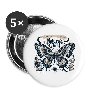 Nature's Child Butterfly Pattern - Buttons small 1''/25 mm (5-pack) - white - Front