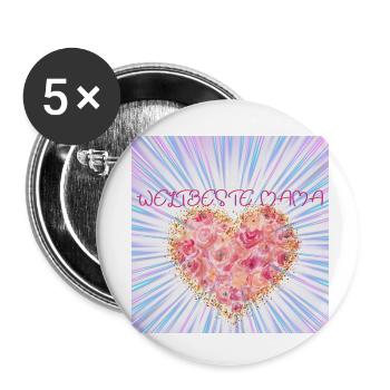 Weltbeste Mama - Buttons klein 25 mm (5er Pack) - Weiß - Vorne