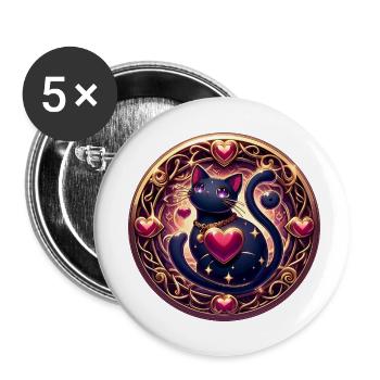 Magie des chats - Lot de 5 petits badges (25 mm) - blanc - Devant