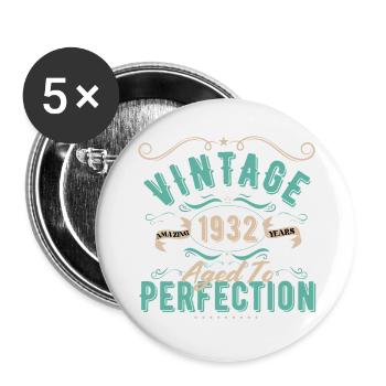 Jahrgang 1932 - 1932 Geburtstagsgeschenk - Buttons klein 25 mm (5er Pack) - Weiß - Vorne