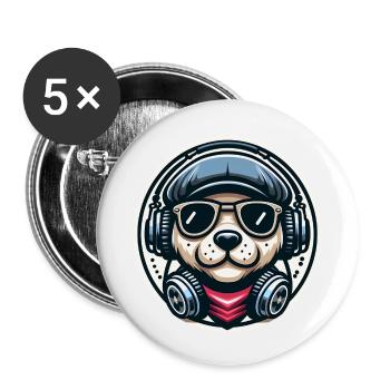 Music Dog - Buttons klein 25 mm (5er Pack) - Weiß - Vorne