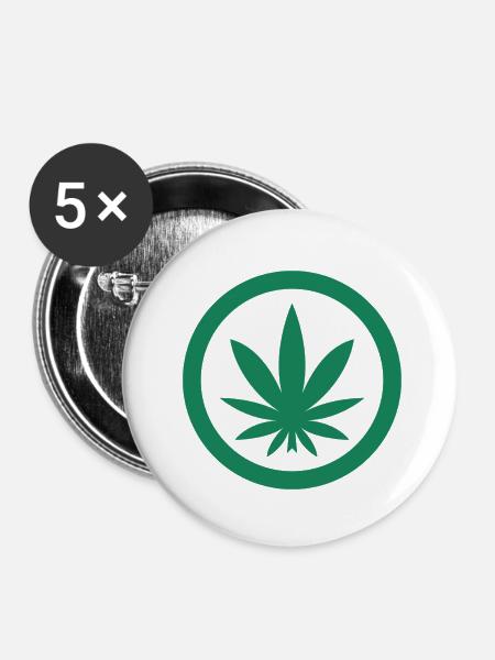 Cannabis Blatt - Buttons klein 25 mm (5er Pack) - Weiß