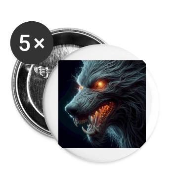 Wolf unheimlich gefährlich Hyperrealismus 3 D - Buttons small 1''/25 mm (5-pack) - white - Front