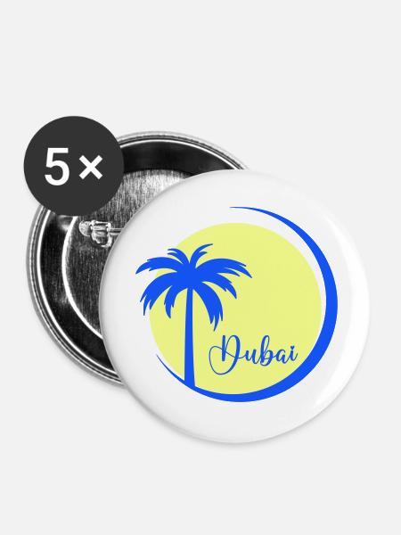 palme dubai - Buttons klein 25 mm (5er Pack) - Weiß