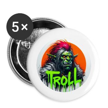 Troll - Buttons klein 25 mm (5er Pack) - Weiß - Vorne