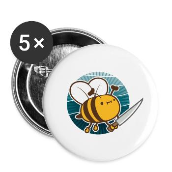 Rettet die Bienen oder sonst Messer Lustig Niedliche Biene Imker - Buttons klein 25 mm (5er Pack) - Weiß - Vorne