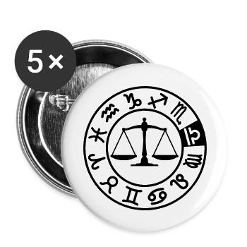 Libra zodiac sign in circle of 12 characters - Buttons small 1''/25 mm (5-pack) - white - Front