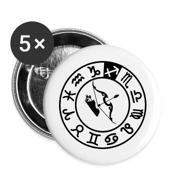 Sagittarius zodiac sign in circle of 12 characters - Buttons small 1''/25 mm (5-pack) - white - Front