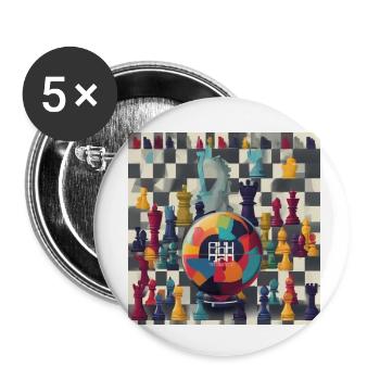 Weltschachbrett: Strategie und Einheit zelebrieren - Buttons klein 25 mm (5er Pack) - Weiß - Vorne