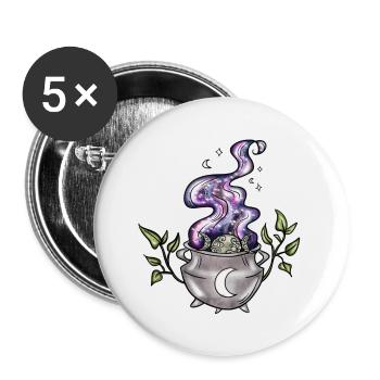 Mond - Buttons klein 25 mm (5er Pack) - Weiß - Vorne