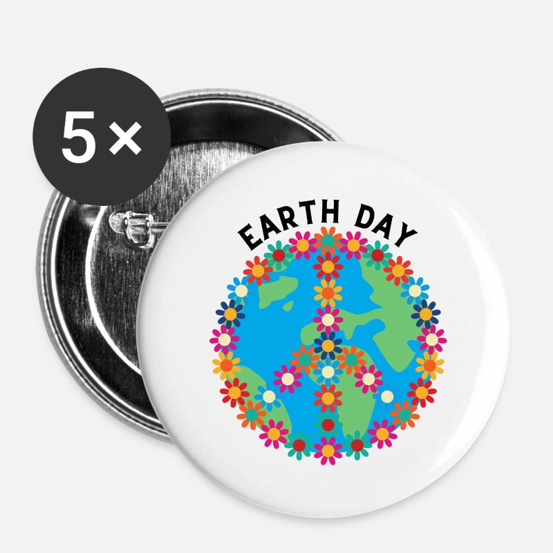 Earth day Peace - Buttons small 1''/25 mm (5-pack) - white