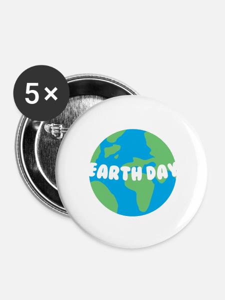 Earth Day - Buttons klein 25 mm (5er Pack) - Weiß