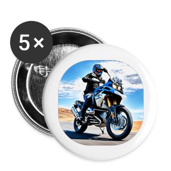 Motorcycle under blue sky - Buttons small 1''/25 mm (5-pack) - white - Front