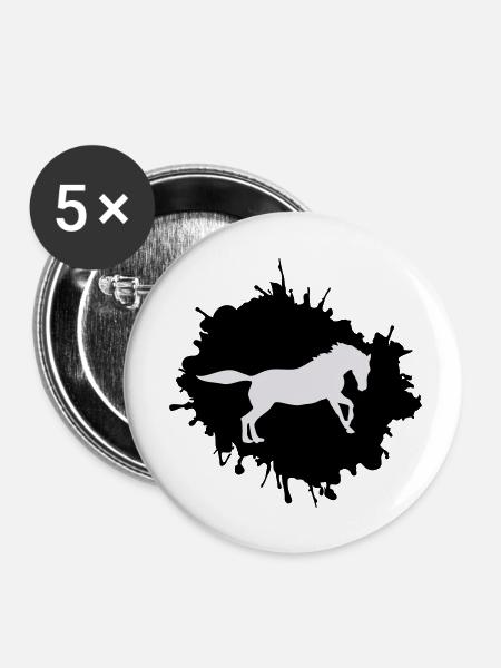pferd klecks - Buttons klein 25 mm (5er Pack) - Weiß