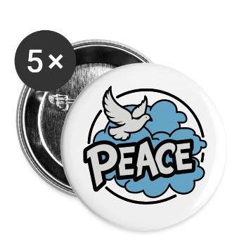 Colombe blanche de la paix avec « Peace » - Lot de 5 petits badges (25 mm) - blanc - Devant
