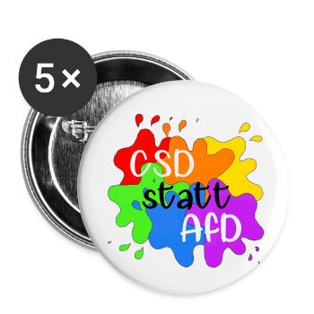 CSD statt AfD - Buttons klein 25 mm (5er Pack) - Weiß - Vorne