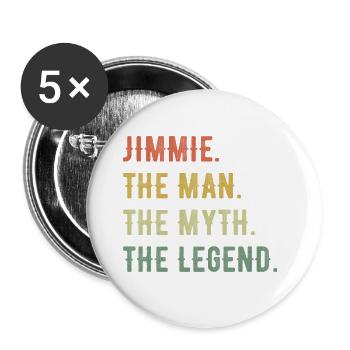James Jimmie First Name Short Form Man Myth Legend - Buttons small 1''/25 mm (5-pack) - white - Front
