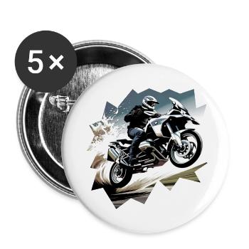 Motorcycle flies through the air - Buttons small 1''/25 mm (5-pack) - white - Front