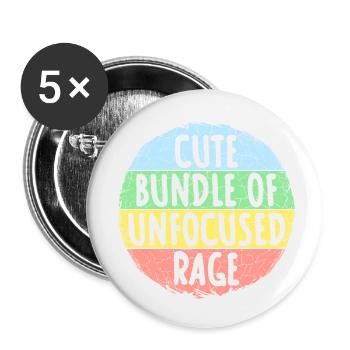 Lustiges niedliches Bündel von unfokussiertem Wut-Regenbogen-Goth - Buttons klein 25 mm (5er Pack) - Weiß - Vorne