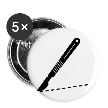 Skalpellklingen mit Schnittlinie - Buttons klein 25 mm (5er Pack) - Weiß - Vorne