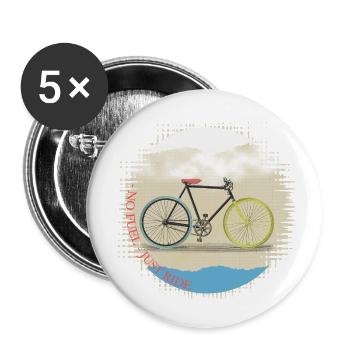 Kein Sprit, nur fahren - Fahrrad Radfahren Kunstdesign - Buttons klein 25 mm (5er Pack) - Weiß - Vorne
