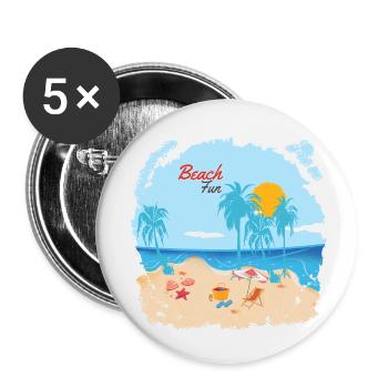 Plaisir de la plage - Lot de 5 petits badges (25 mm) - blanc - Devant
