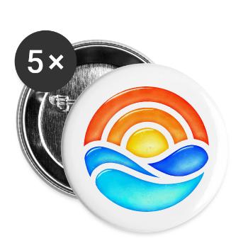 Sunset Retro Glass - Buttons small 1''/25 mm (5-pack) - white - Front