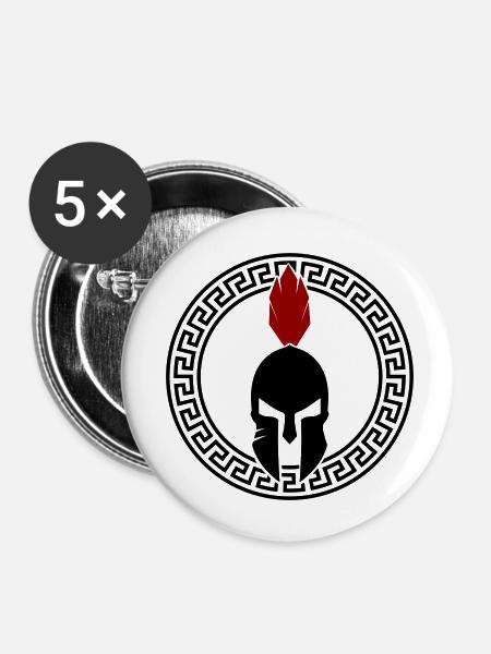 sparta helm wappen - Buttons klein 25 mm (5er Pack) - Weiß