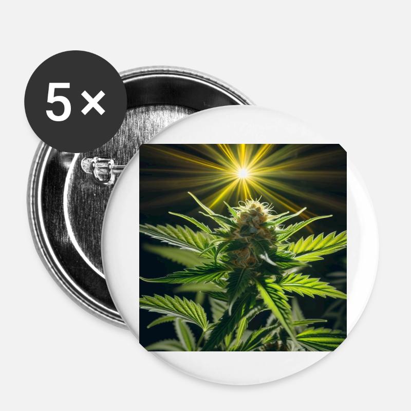 Cannabis 4 - Buttons small 1''/25 mm (5-pack) - white