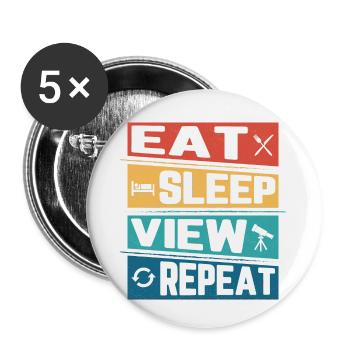 Eat Sleep View Repeat Astronomy Telescope Stargaze - Buttons small 1''/25 mm (5-pack) - white - Front