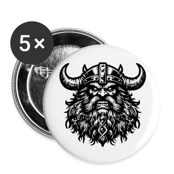 Mächtiger Wikingerkrieger Version 4 - Buttons klein 25 mm (5er Pack) - Weiß - Vorne
