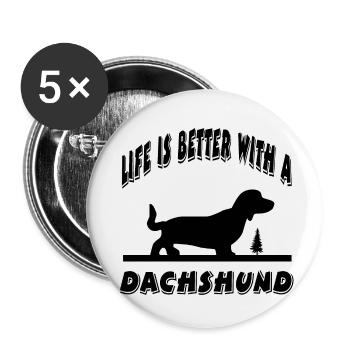 Dackel - Buttons klein 25 mm (5er Pack) - Weiß - Vorne