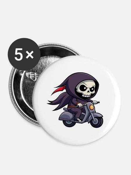 Grim Scooter - Buttons klein 25 mm (5er Pack) - Weiß