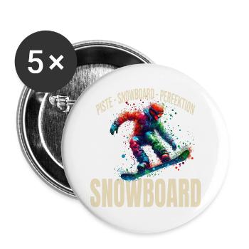 Piste - Snowboard - Perfektion - Buttons klein 25 mm (5er Pack) - Weiß - Vorne