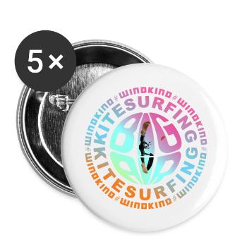Kitesurfing - Buttons klein 25 mm (5er Pack) - Weiß - Vorne