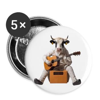 Kuh Ochse Gitarre - Buttons klein 25 mm (5er Pack) - Weiß - Vorne