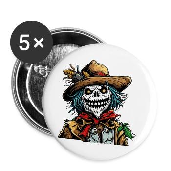 Scarecrow / Harvest Worker / Corn Field / Field - Buttons small 1''/25 mm (5-pack) - white - Front