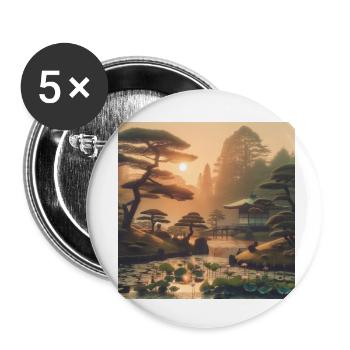 Japan Vintage Bonsai Bäume - Buttons klein 25 mm (5er Pack) - Weiß - Vorne