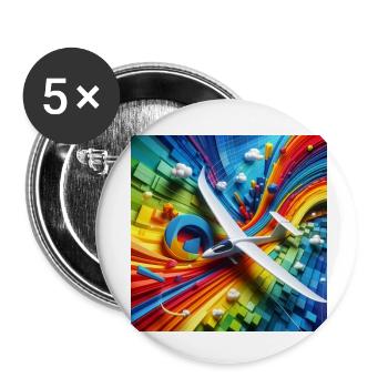 Modellflugzeug auf buntem Hintergrund - Buttons klein 25 mm (5er Pack) - Weiß - Vorne