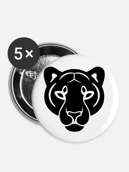 Kopf des Panthers - Buttons klein 25 mm (5er Pack) - Weiß