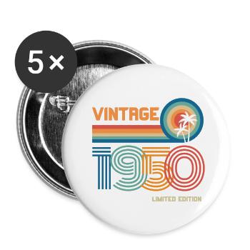 Vintage 1950 limitierte Auflage - Buttons klein 25 mm (5er Pack) - Weiß - Vorne