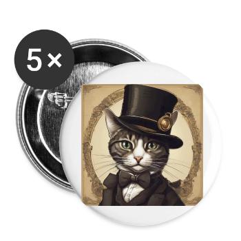The Sophisticated Gentilchat - Buttons small 1''/25 mm (5-pack) - white - Front