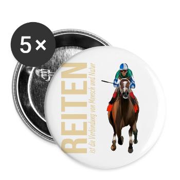 Reiten ist die Verbindung von Mensch und Natur - Buttons klein 25 mm (5er Pack) - Weiß - Vorne
